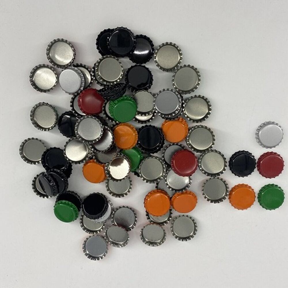 100 Count Assorted Plain Bottle Caps For Crafting, Home Brewing, Etc